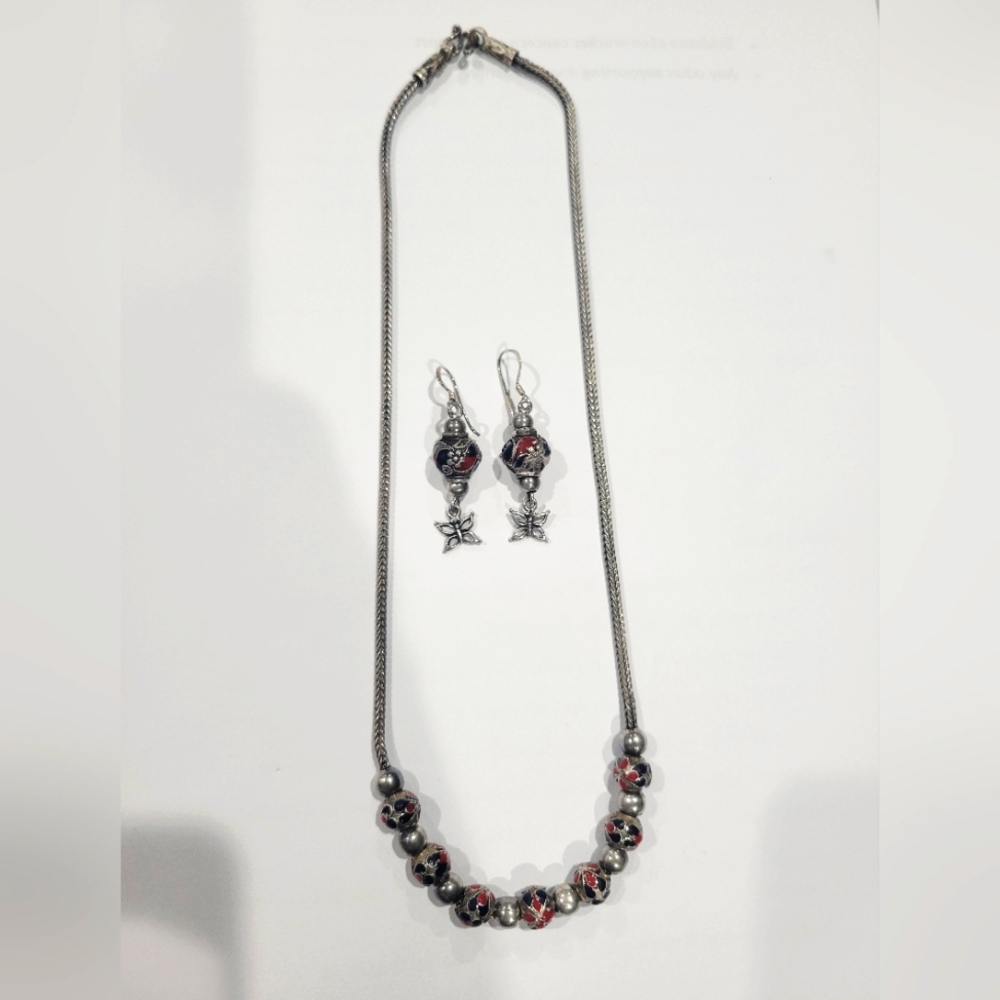 Bead necklace & earing set